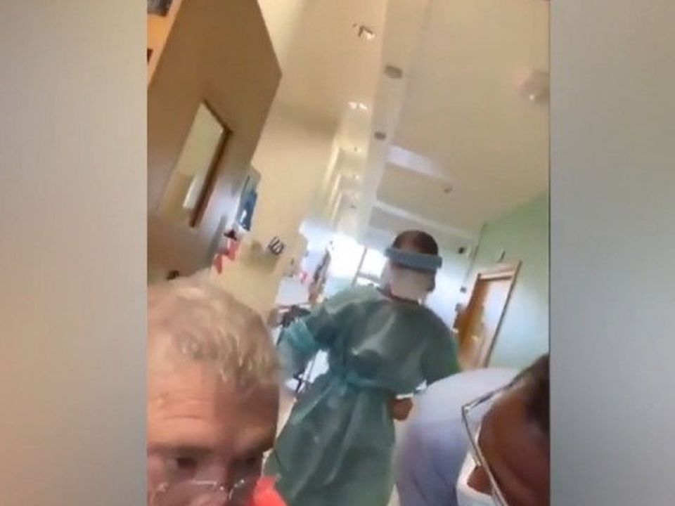 A videograb from a video of Joe McCarron in hospital