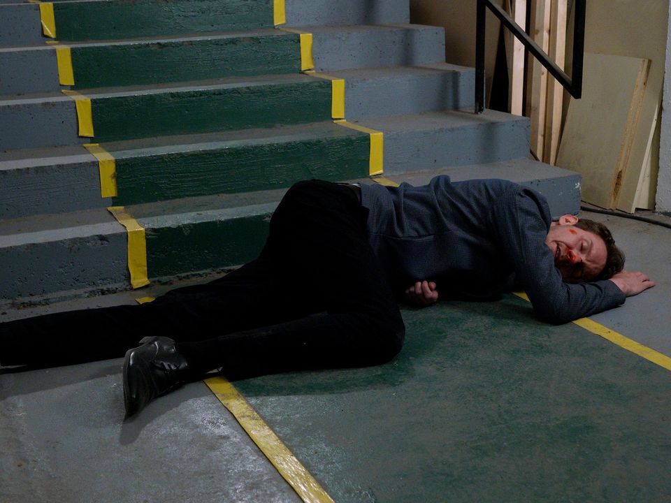 An upcoming episode will also feature an unconscious James at the bottom of a staircase