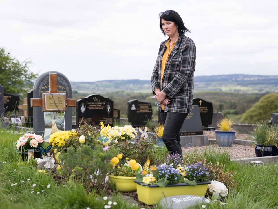 Kirsty Donnellan at her daughter Scarlett's grave