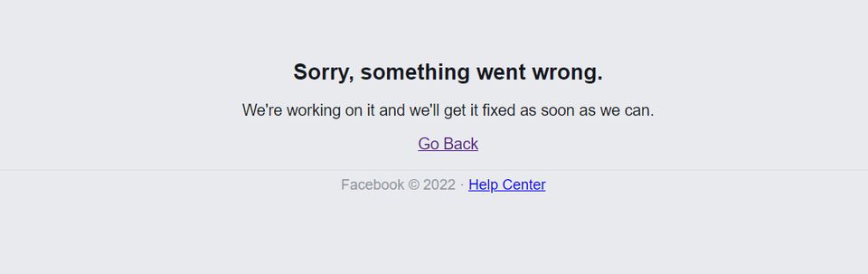 An error message that has been appearing for Irish users of Facebook this morning