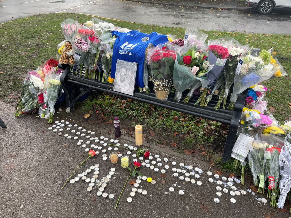 Tributes left on a bench on Broadgate Lane, Horsforth (Dave Higgens/PA)