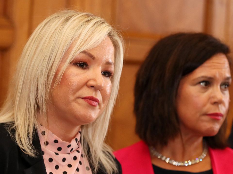 Sinn Fein deputy leader Michelle O’Neill and president Mary Lou McDonald