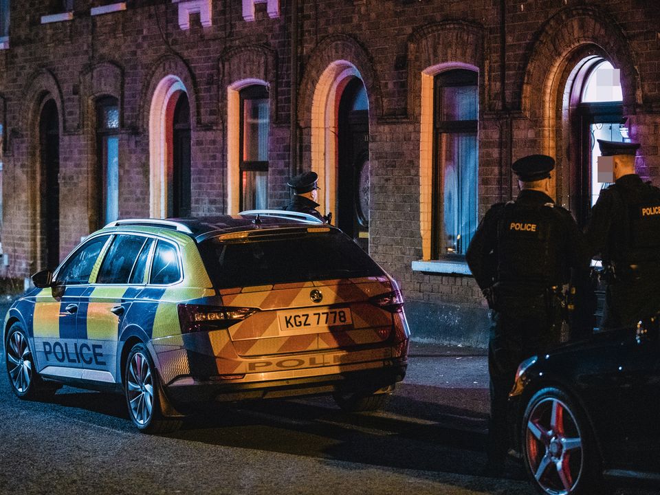 Police at the scene of a shooting incident in the Crocus Street area of west Belfast on March 7th, 2023 (Photo by Kevin Scott for Belfast Telegraph)