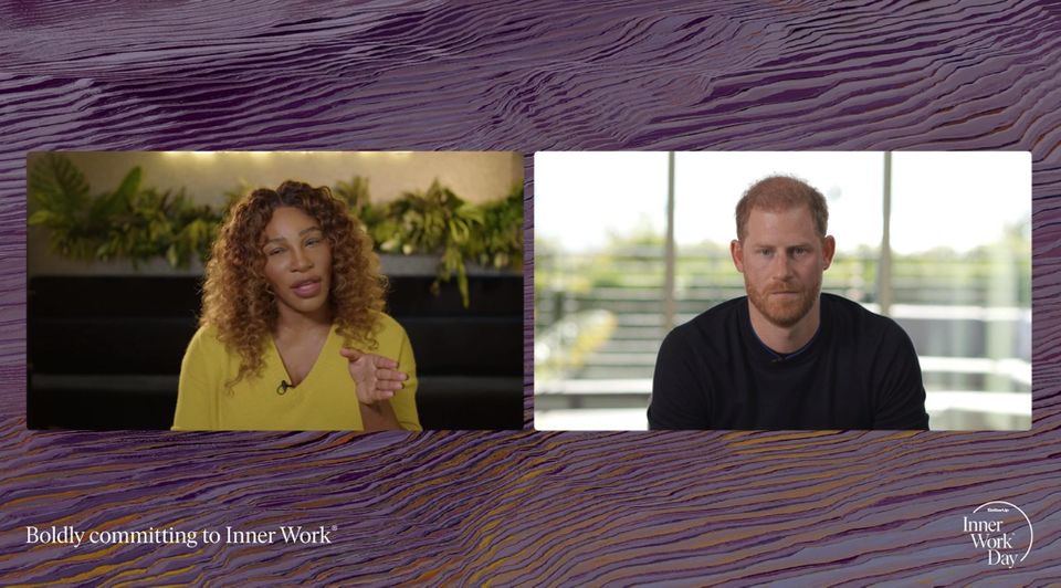 Tennis star Serena Williams and the Duke of Sussex taking part in Inner Work Day, an online conversation as part of an event organised by the mental health organisation BetterUp (BetterUp/PA)