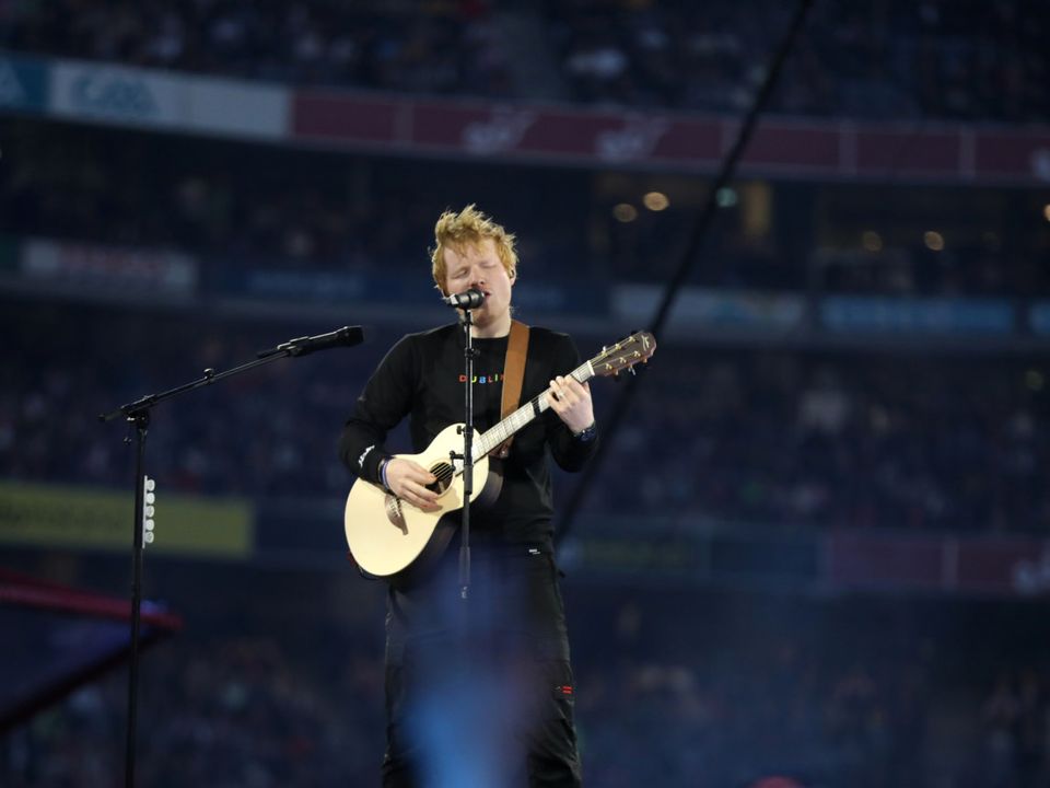 Singer Ed Sheeran singing at his Concert in Croke Park tonight. Photo: Leah Farrell/RollingNews.ie
