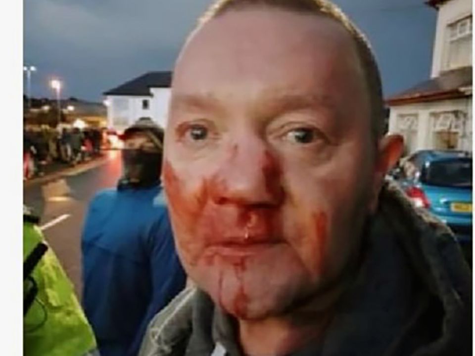 An innocent Larne fan attacked at last October’s match