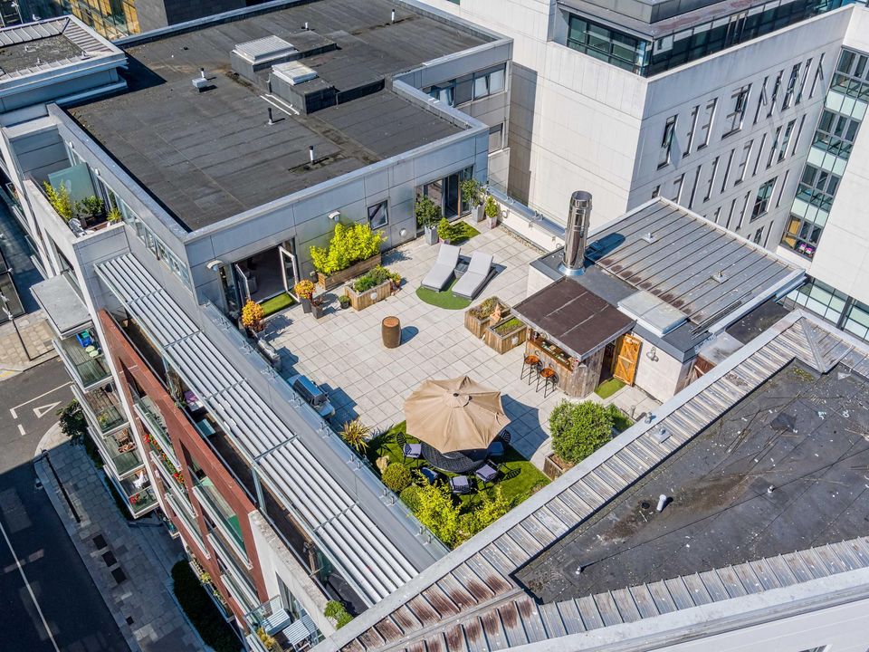 A view of the rooftop garden at the penthouse apartment at 123 Forbes Quay, Grand Canal Dock, Dublin 2