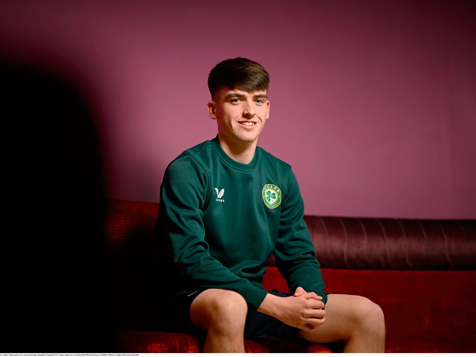 Andrew Moran poses for a portrait during a Republic of Ireland U21's media conference at Carlton Hotel Blanchardstown in Dublin. Photo by Stephen McCarthy/Sportsfile