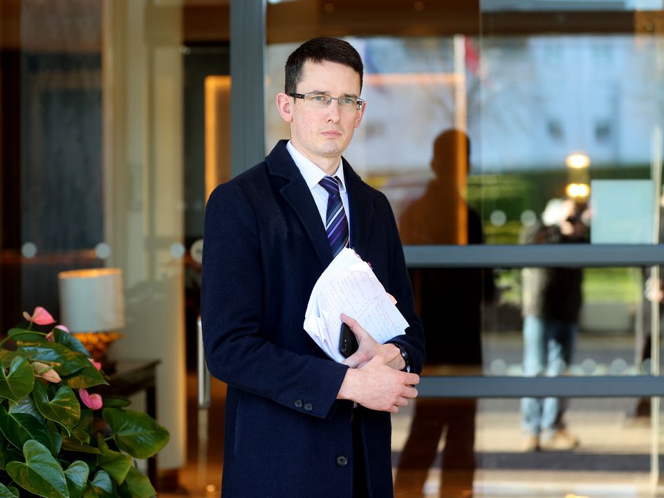 Enoch Burke at The Mullingar Park Hotel, where meeting was held. Photo: Gerry Mooney