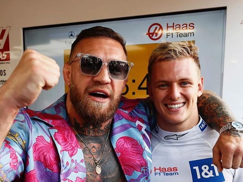 Conor McGregor with Mick Schumacher F1 Haas team May 28, 2022.