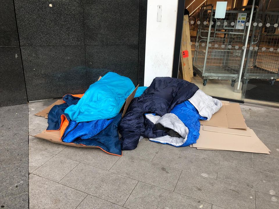 Sleeping beds used by homeless people in Dublin