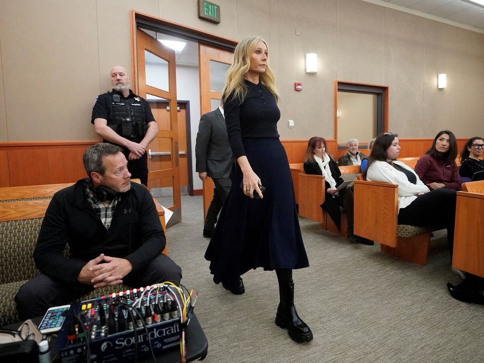 Gwyneth Paltrow enters the courtroom for her ski crash trial, in Park City, Utah, yesterday. Photo: Rick Bowmer/via Reuters