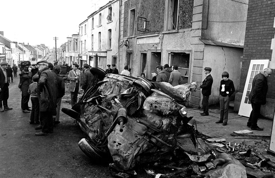 The car bomb exploded outside Farrelly's Bar and McGowan's Drapery on Main Street, Belturbet, at 10:28pm on December 28, 1972