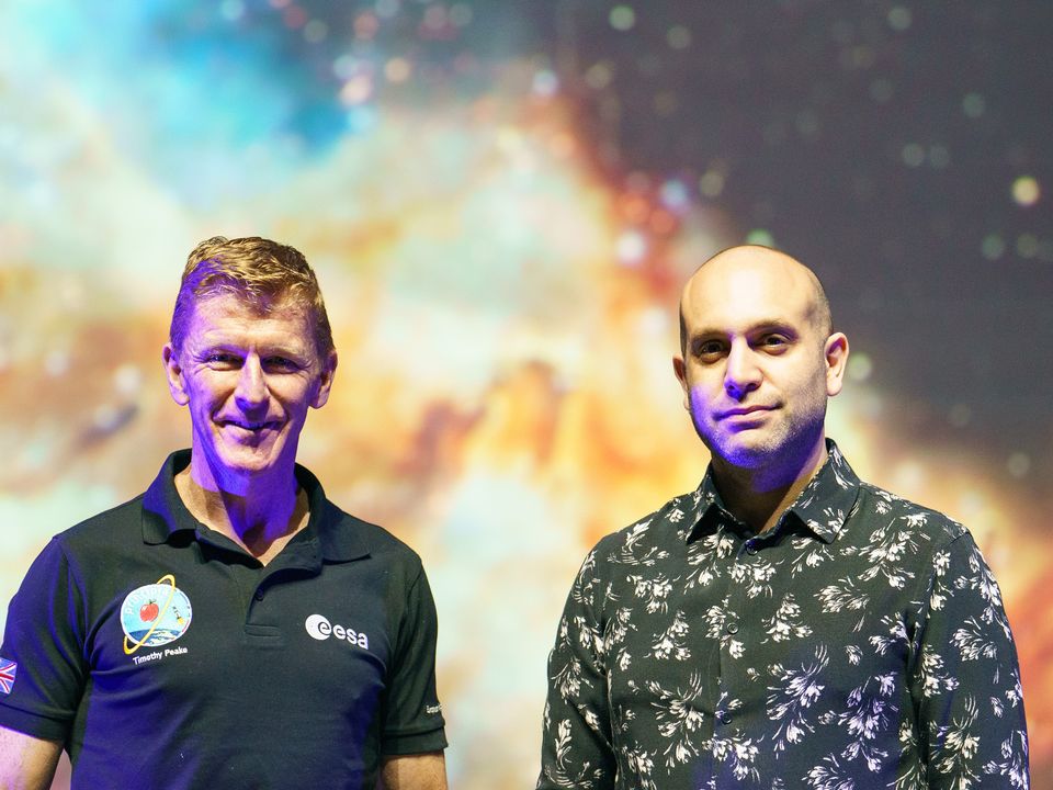 European Space Agency astronaut Tim Peake (left) and Composer Ilan Eshkeri onstage at the Royal Albert Hall (Dominic Lipinski/PA)