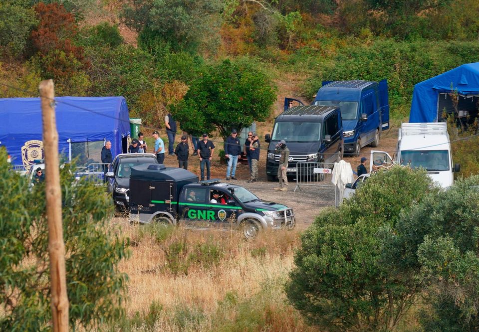Personnel at Barragem do Arade reservoir, in the Algave, Portugal, as searches begin as part of the investigation into the disappearance of Madeleine McCann. The area is around 50km from Praia da Luz where Madeleine went missing in 2007. Picture date: Tues