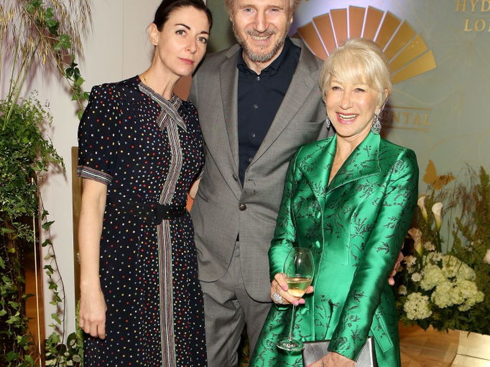 Mary McCartney, Liam Neeson and Dame Helen Mirren attend the Reinvented and Reimagined Mandarin Oriental Hyde Park, London relaunch party in June 2019