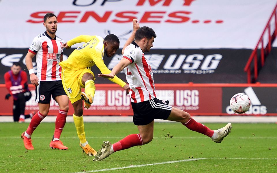 Ademola Lookman fires Fulham in front in the 1-1 draw with Sheffield United at Bramall Lane.