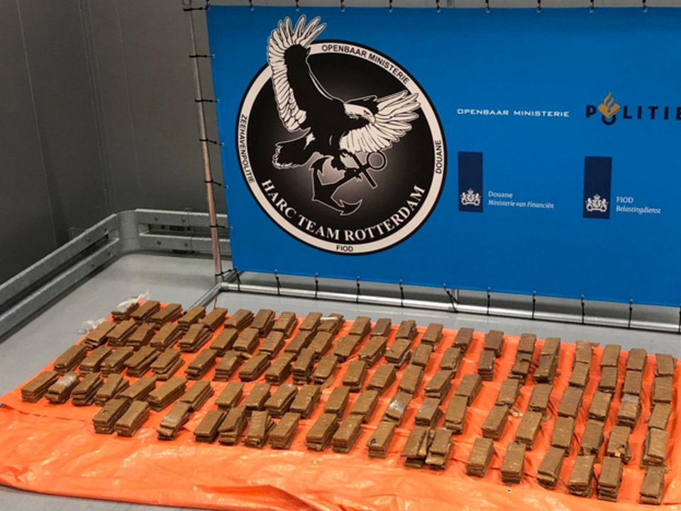 Rotterdam customs released images of a massive coke haul worth more than €8million made recently
