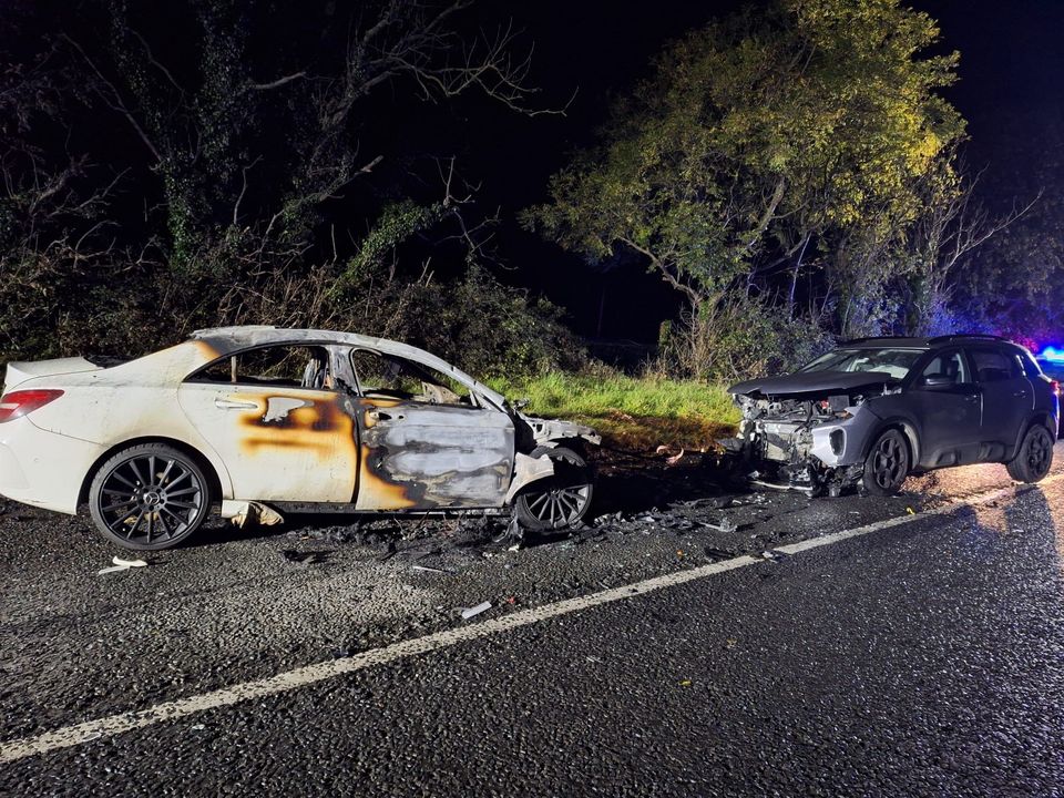 The scene of the crash on the Kerry-Limerick bounds on Sunday evening in which Savannah McCarthy was injured