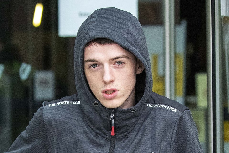Sean Jones (19), of Kiltalown Way, Tallaght, Dublin, leaving Dublin District Court after he was charged with aggravated burglary and demanding money with menaces. PIC: Collins Courts