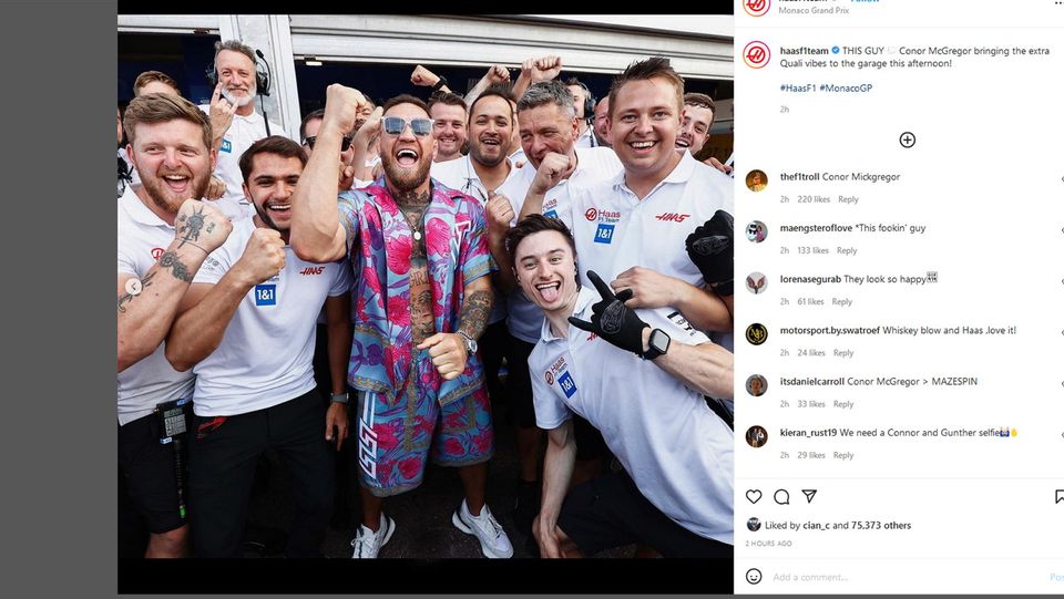 Conor McGregor with F1 Haas team May 28, 2022.