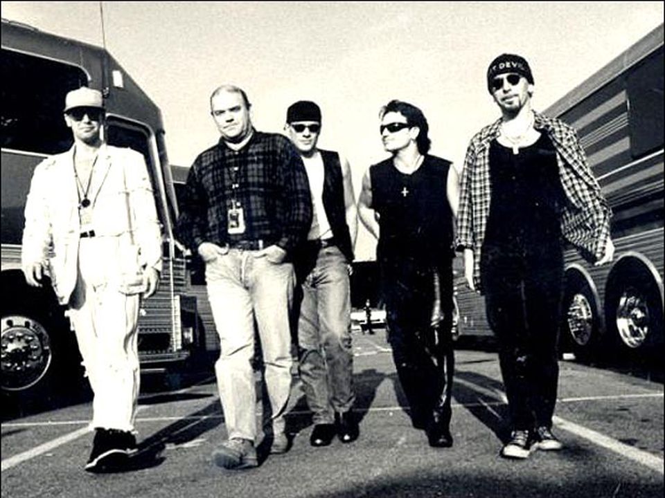U2 with their manager Paul McGuinness