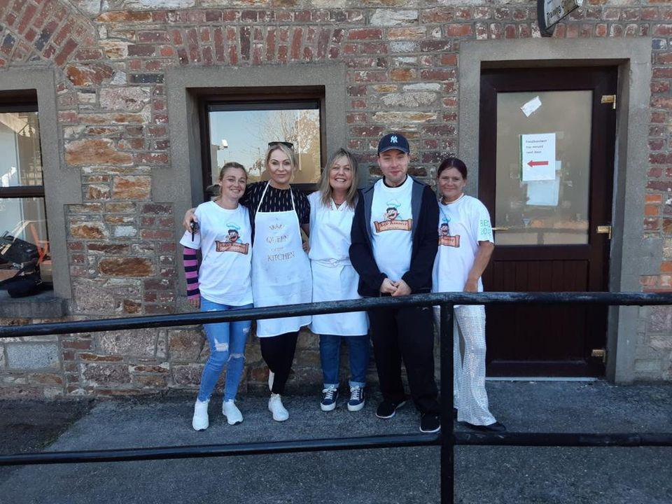 Anne-Marie Connors, Julie Codd, Geraldine Barnes, Bryce Carser, and Stella Walsh at the Cornmarket Project barbecue.