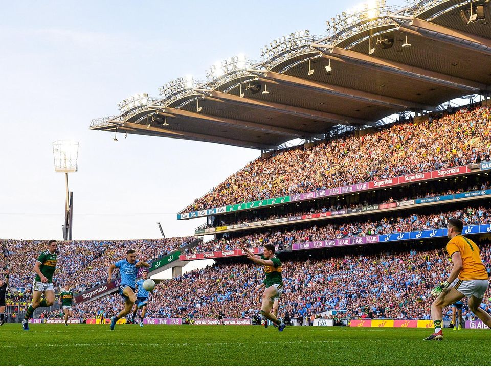 Sunday's double-header should see the biggest attendance at Croke Park since the 2019 All-Ireland SFC final replay between Dublin and Kerry, above. Photo: Sam Barnes/Sportsfile