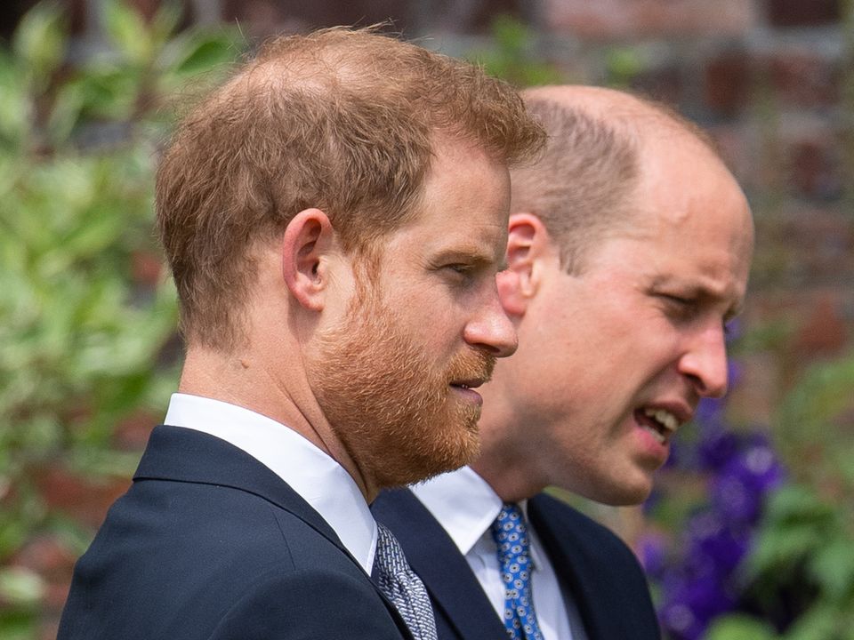 Prince Harry (left) and Prince William in July 2021. Photo: Dominic Lipinski