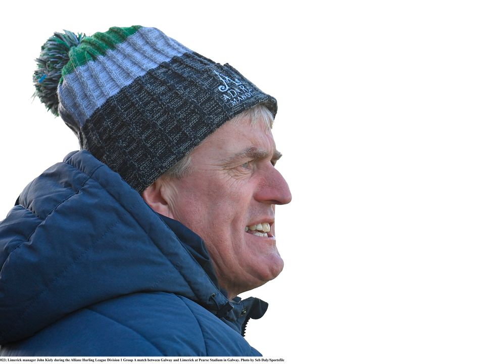 Limerick manager John Kiely during the Hurling League match against Galway at Pearse Stadium. Photo: Seb Daly/Sportsfile