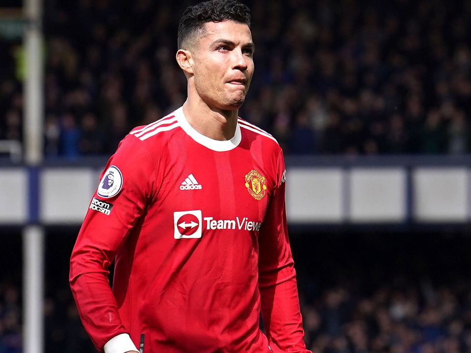 Manchester United’s Cristiano Ronaldo after the final whistle at Goodison Park (Martin Rickett/PA)