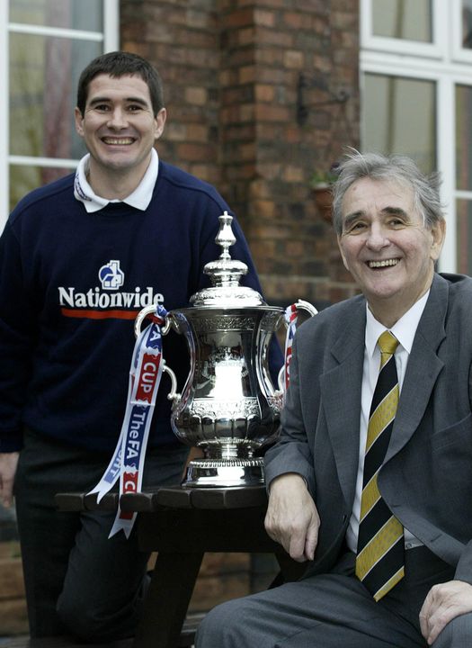 Then Burton manager Nigel Clough, left, and his father and former Nottingham Forest boss Brian Clough (Nick Potts/PA)