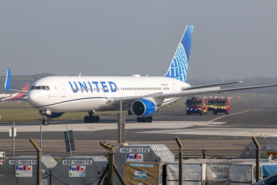 United Airlines flight UA-134 was travelling from Newark in the US to Zurich, Switzerland when the crew declared an emergency at around 9.30am today. Photograph Press 22