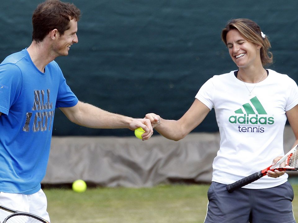 Andy Murray with Amelie Mauresmo (Jonathan Brady/PA)
