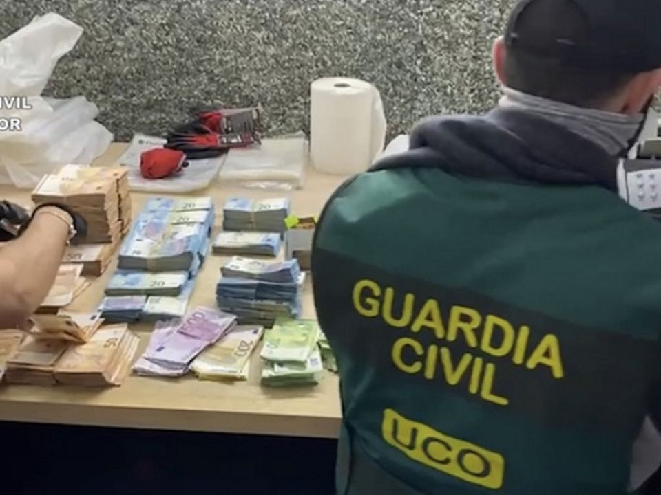 Cash seized in the raid in which Johnny Morrissey was held in Spain. Picture: Guardia Civil