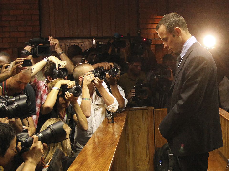 Oscar Pistorius during a bail hearing in 2013 (Themba Hadebe/AP)