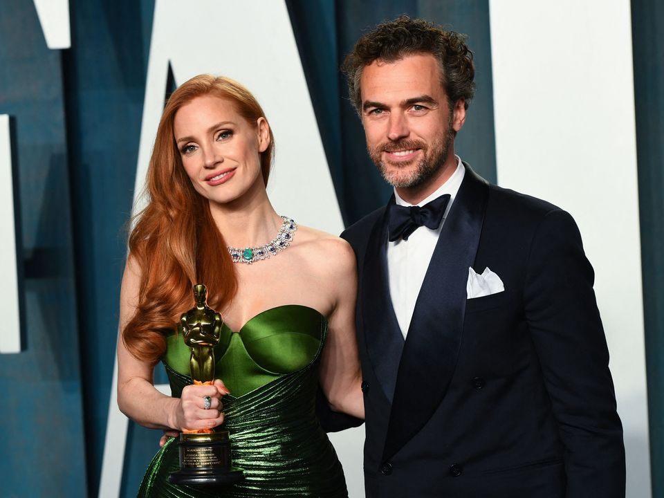 Celebrating her Oscar win with husband Gian Luca Passi
