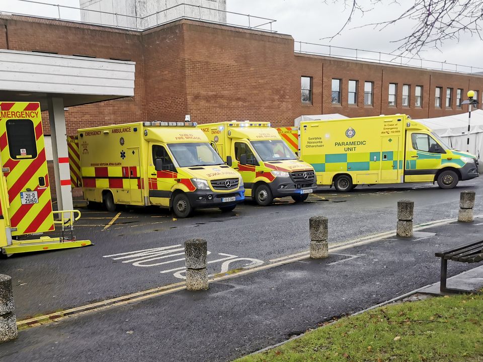 Ambulances waiting outside Beaumont Hospital, Dublin, last Tuesday. Photo: Gareth Chaney