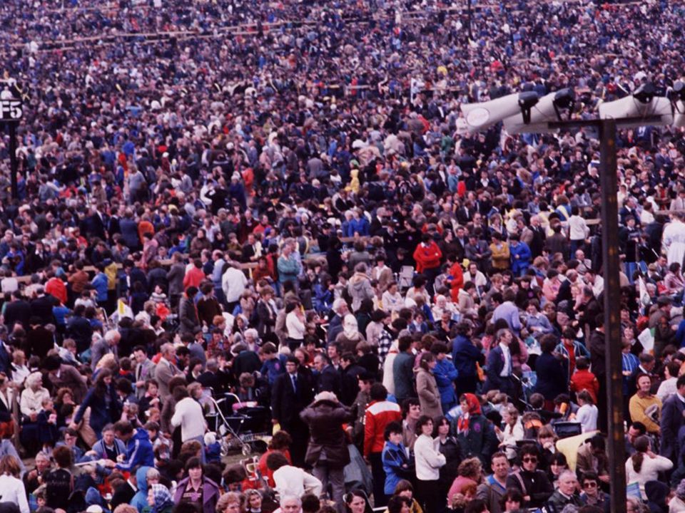 Thousands gather for Mass in Galway during the visit of Pope John Paul II