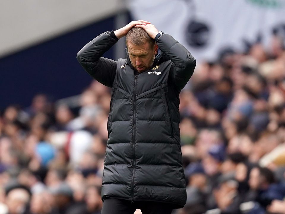 Graham Potter watched Chelsea suffer a third consecutive defeat (Mike Egerton/PA)