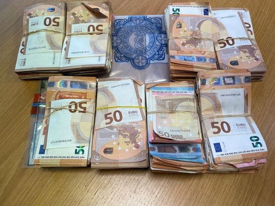 Some of the cash seized during the traffic stop
