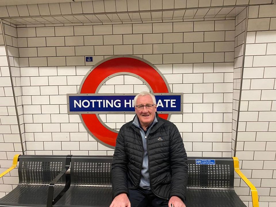 Pat Spillane at Notting Hill Gate tube station on his way to Ruislip, the home of London GAA