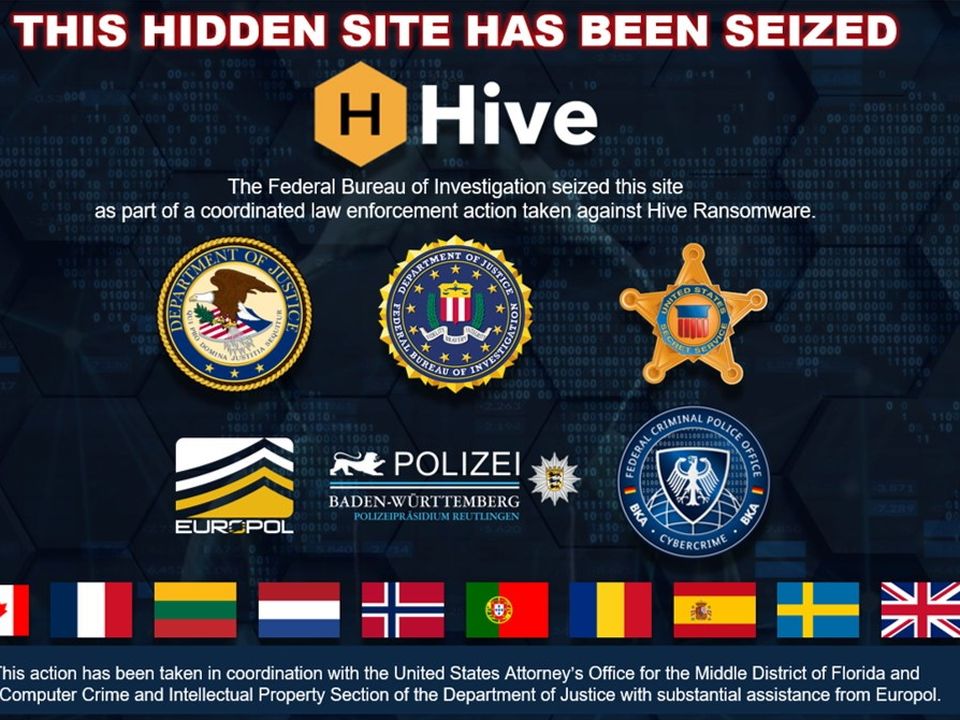 Anyone attempting to access HIVE infrastructure will now be met with a law enforcement splash page. Photo: NCA