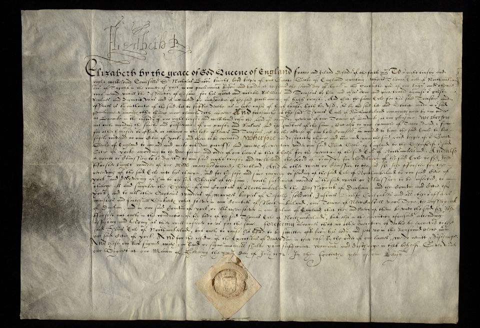 Commission to the Lord Keeper of the Great Seal for the making up of writs for the execution of the 7th Earl of Northumberland in 1572 (Archives of the Duke of Northumberland, Alnwick Castle/PA)