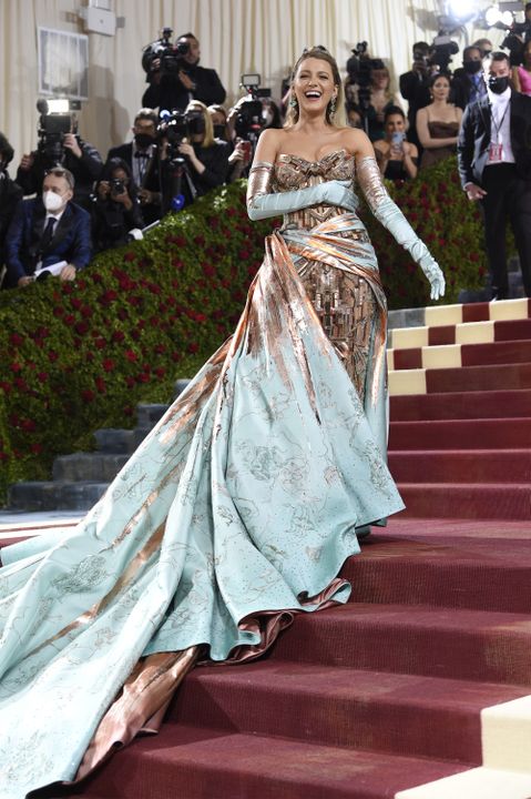 The evening’s co-host Blake Lively gifted the Met Gala with the first costume change of the night (Evan Agostini/AP)