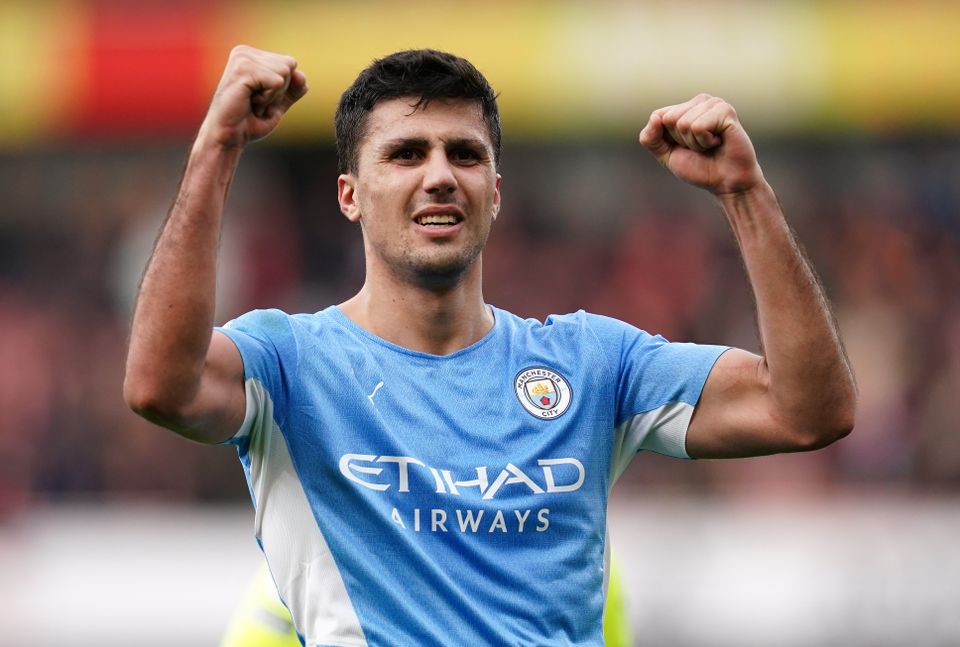 Rodri was on target for City in their title-clinching match (John Walton/PA)