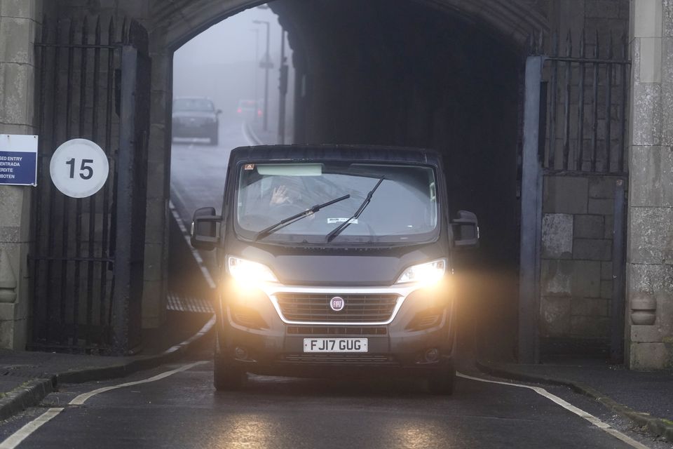 A prison vehicle leaves HMP The Verne as Glitter was released (Andrew Matthews/PA)