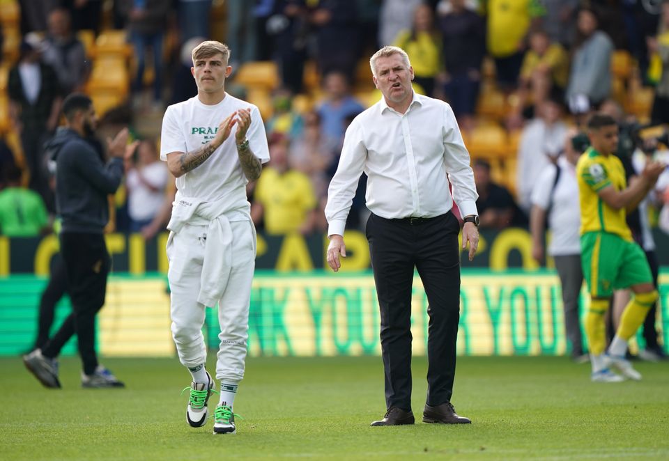 Norwich’s Brandon Williams and manager Dean Smith are bowing out of the Premier League (Joe Giddens/PA)