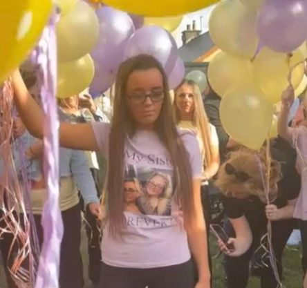 Nicole's sister Jolene at the memorial