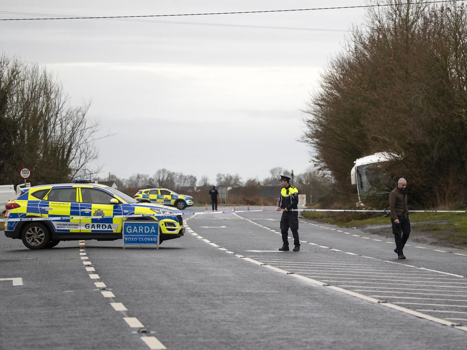 The scene of a fatal bus crash at Killogeenaghan, Moate, Co Westmeath Photo: Colin Keegan, Collins Dublin